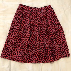 J. Crew heart print midi skirt, 6 P, Valentines